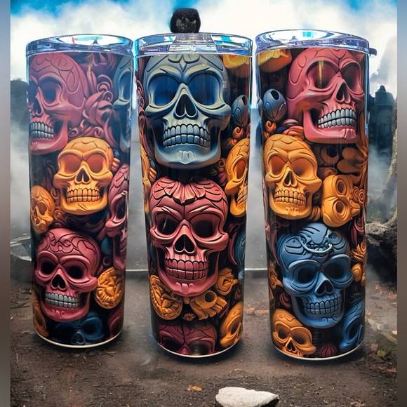 Multi color Skull 20 oz Tumbler - Picture 1 of 1